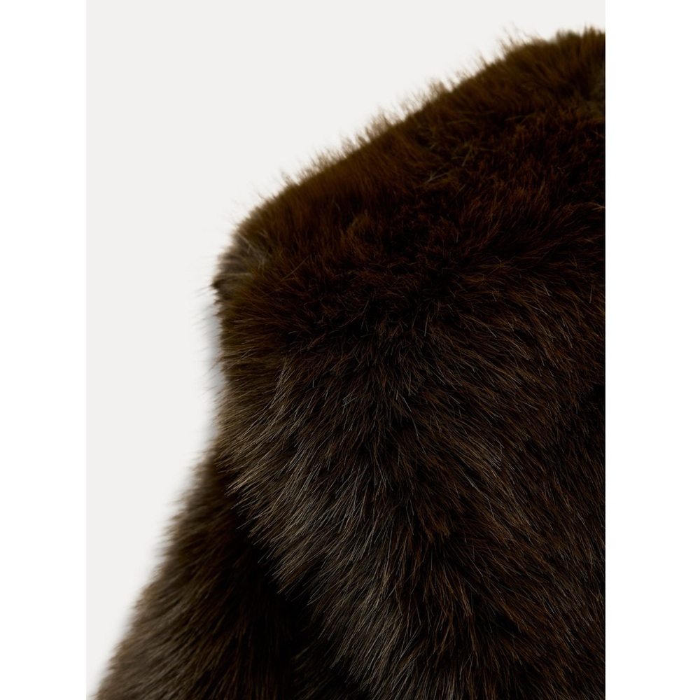 Zara FAUX FUR COAT WITH BELT - Picture 6 of 13